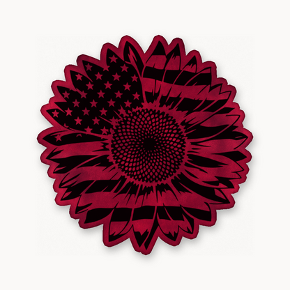 US Flag Sunflower Patch – Leatherette Morale Patch — Dark Saddle Red