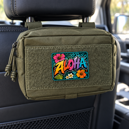 Floral Aloha – Leatherette Morale Patch — in use
