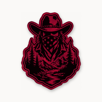 American Cowboy Style 1 – Leatherette Morale Patch — Dark Saddle Red