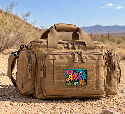 Floral Aloha – Leatherette Morale Patch — in use