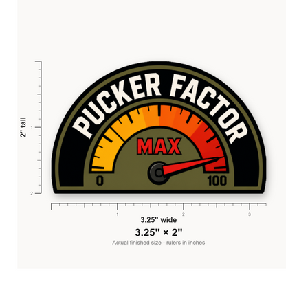 Max Pucker Factor – Leatherette Morale Patch — size guide