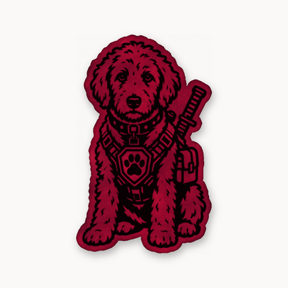 Tactical Labradoodle – Leatherette Morale Patch — Dark Saddle Red