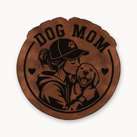 Dog Mom Style 2 – Leatherette Morale Patch — Chestnut Saddle Brown