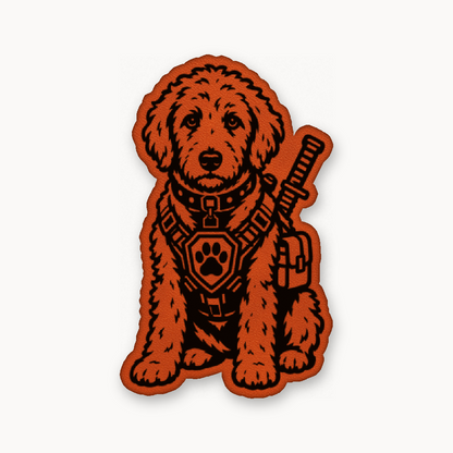Tactical Labradoodle – Leatherette Morale Patch — Classic Orange