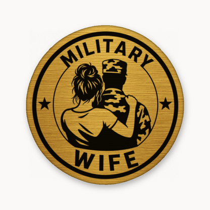 Military Wife – Soldier Emblem – Leatherette Morale Patch — Gold