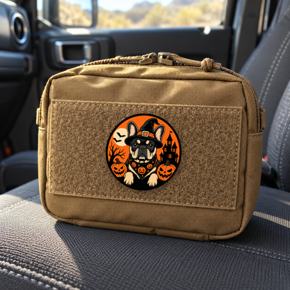 Halloween Frenchie – Leatherette Morale Patch — in use