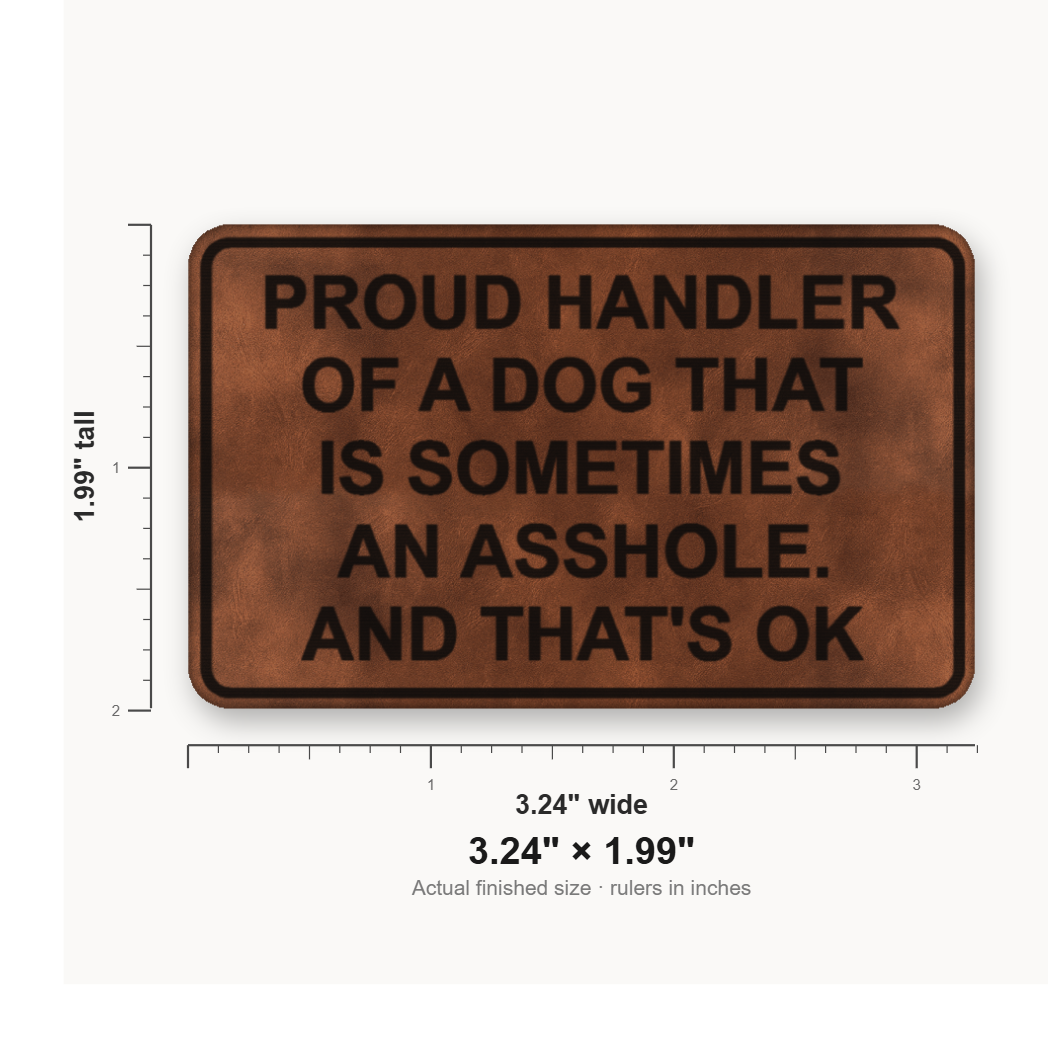 Proud Handler A**Hole – Leatherette Morale Patch — size guide