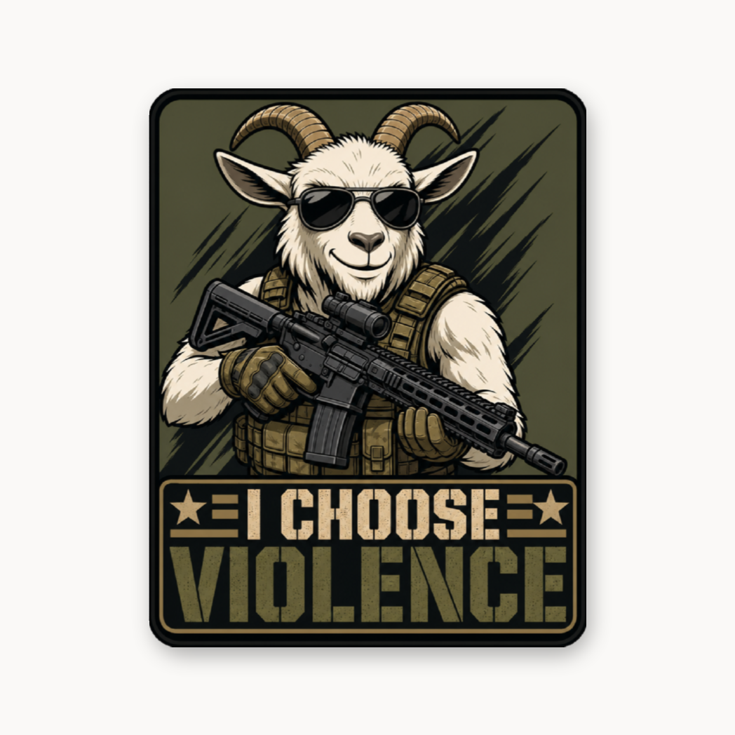 I Choose Violence Goat – Leatherette Morale Patch — UV Color