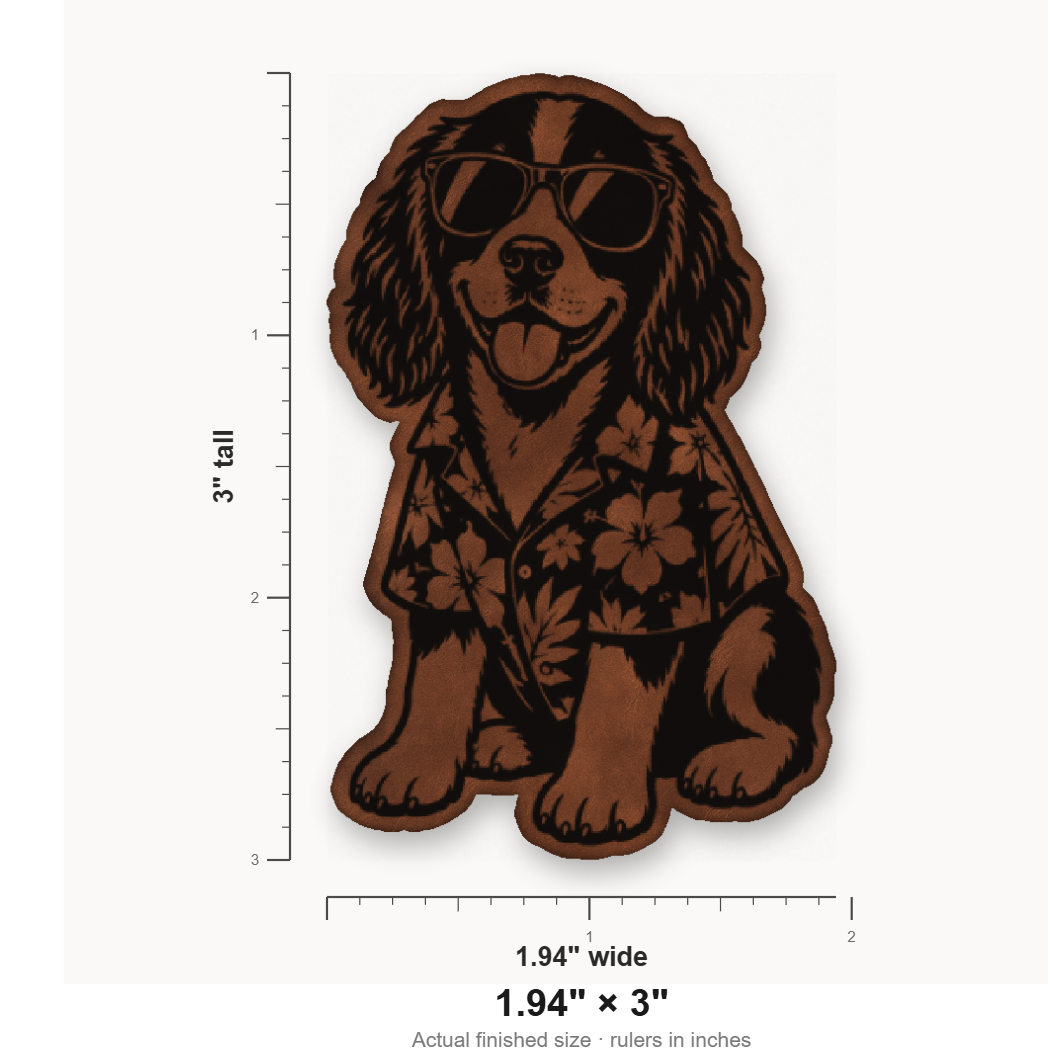 Beach Springer Spaniel – Leatherette Morale Patch — size guide