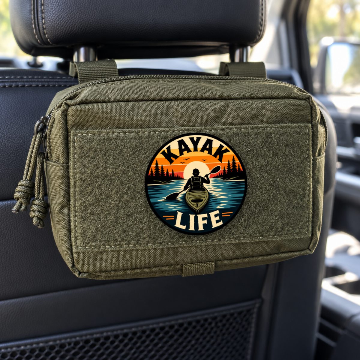 Kayak Life Circle Patch – Leatherette Morale Patch — in use