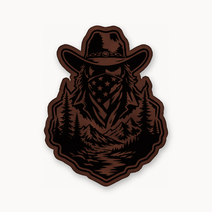 American Cowboy Style 1 – Leatherette Morale Patch — Dark Saddle Brown
