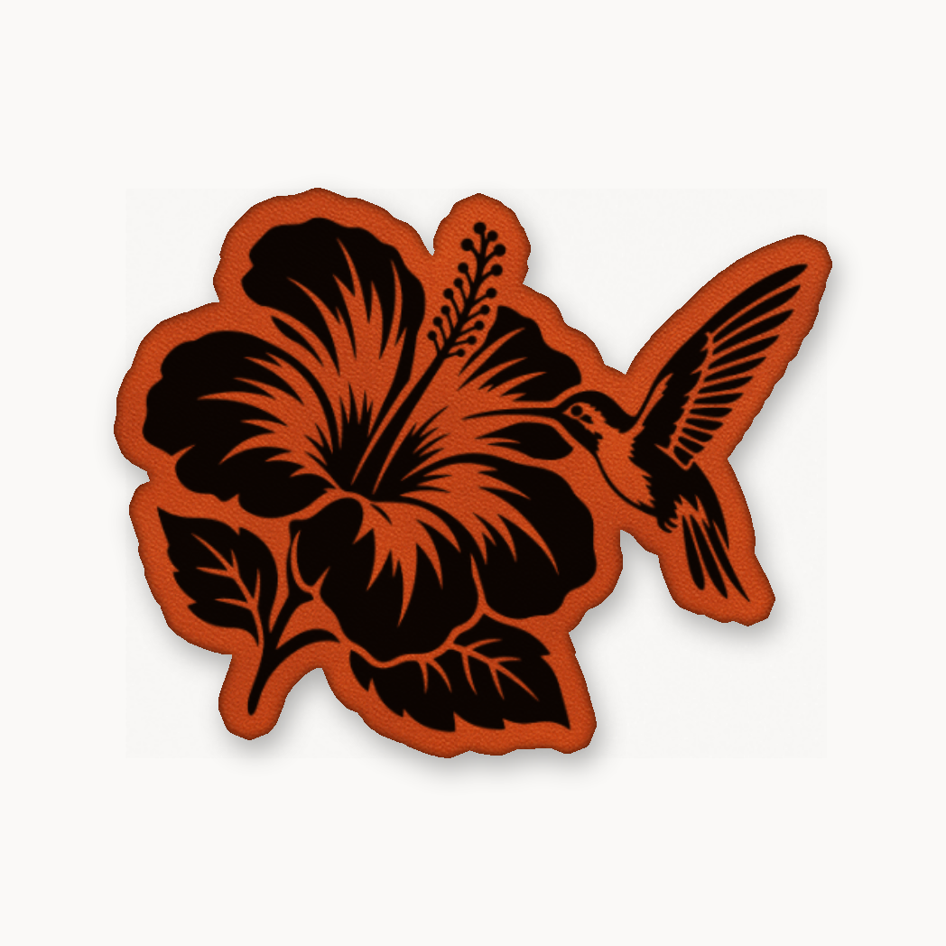 Humming Bird Flower – Leatherette Morale Patch — Classic Orange
