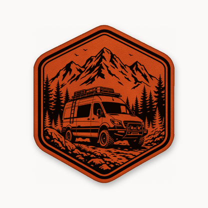 Overlanding Van Life – Leatherette Morale Patch — Classic Orange