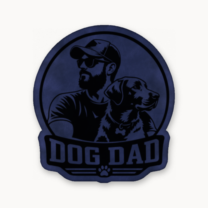 Dog Dad Style 1 – Leatherette Morale Patch — Dark Saddle Blue