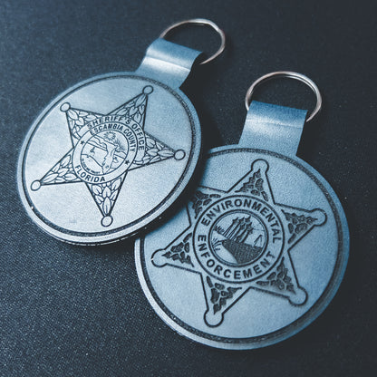 Custom Engraved Leatherette Keychain - Add Your Logo