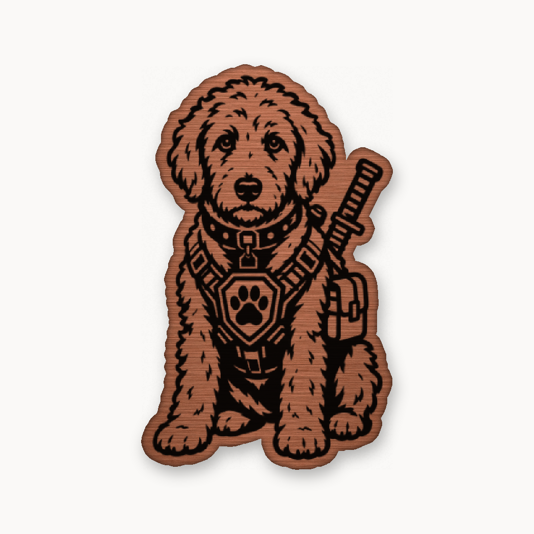 Tactical Labradoodle – Leatherette Morale Patch — Copper