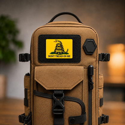 Don't Tread On Me Color – Leatherette Morale Patch — in use
