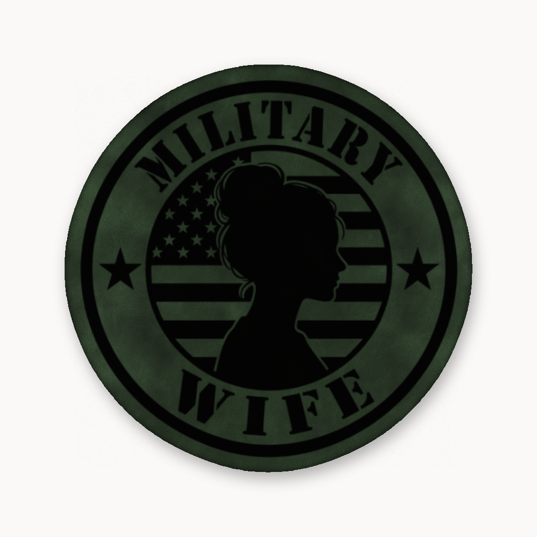 Military Wife Patch – Leatherette Morale Patch — Dark Saddle Green