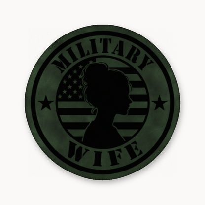 Military Wife Patch – Leatherette Morale Patch — Dark Saddle Green