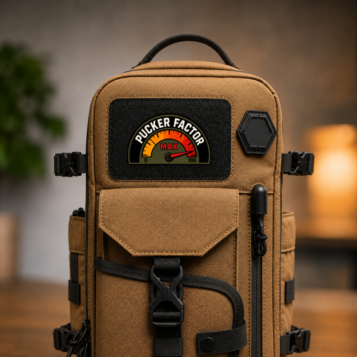 Max Pucker Factor – Leatherette Morale Patch — in use