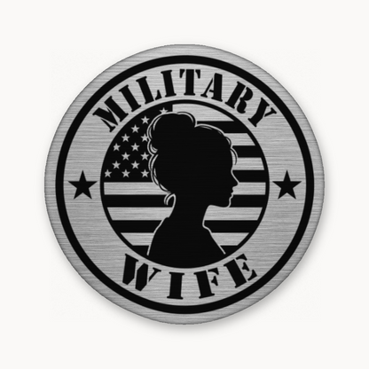 Military Wife Patch – Leatherette Morale Patch — Silver