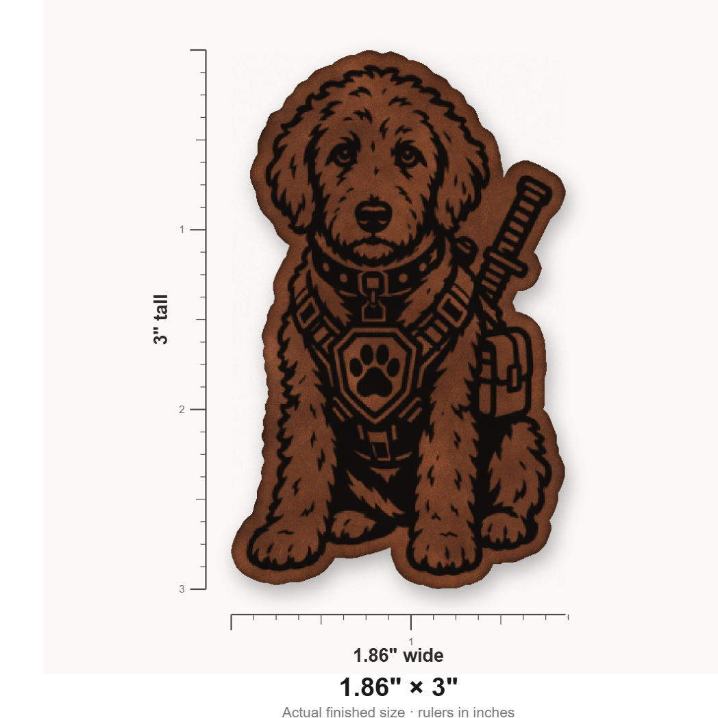 Tactical Labradoodle – Leatherette Morale Patch — size guide