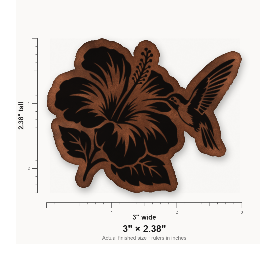 Humming Bird Flower – Leatherette Morale Patch — size guide