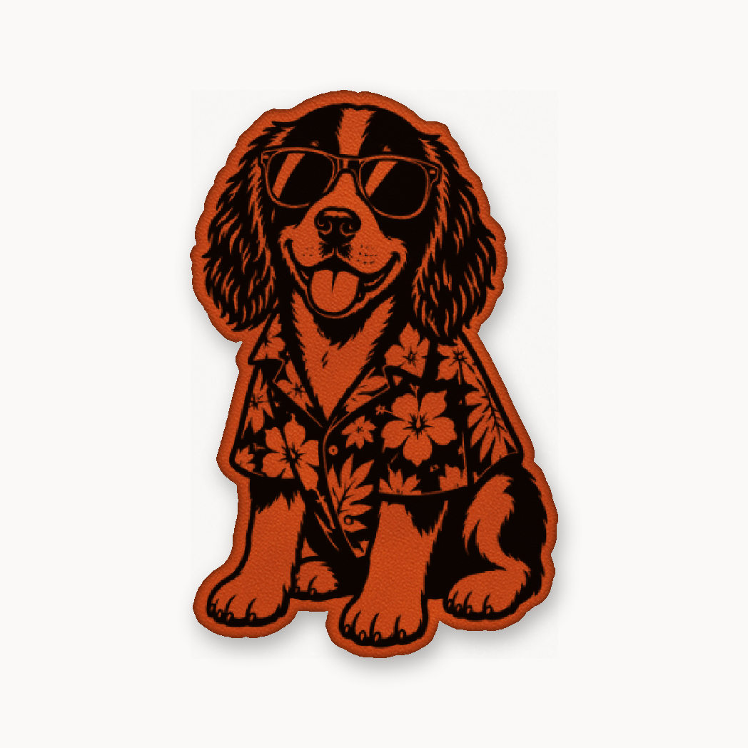 Beach Springer Spaniel – Leatherette Morale Patch — Classic Orange