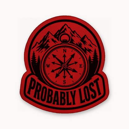 Probably Lost Compass Explorer – Leatherette Morale Patch — Classic Red
