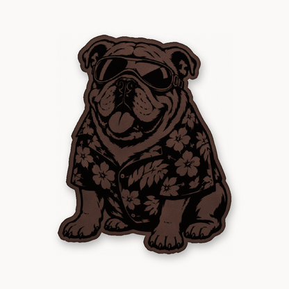 Beach Bulldog – Leatherette Morale Patch — Classic Light Brown