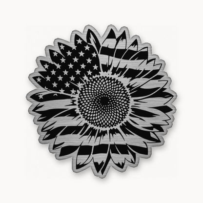 US Flag Sunflower Patch – Leatherette Morale Patch — Silver