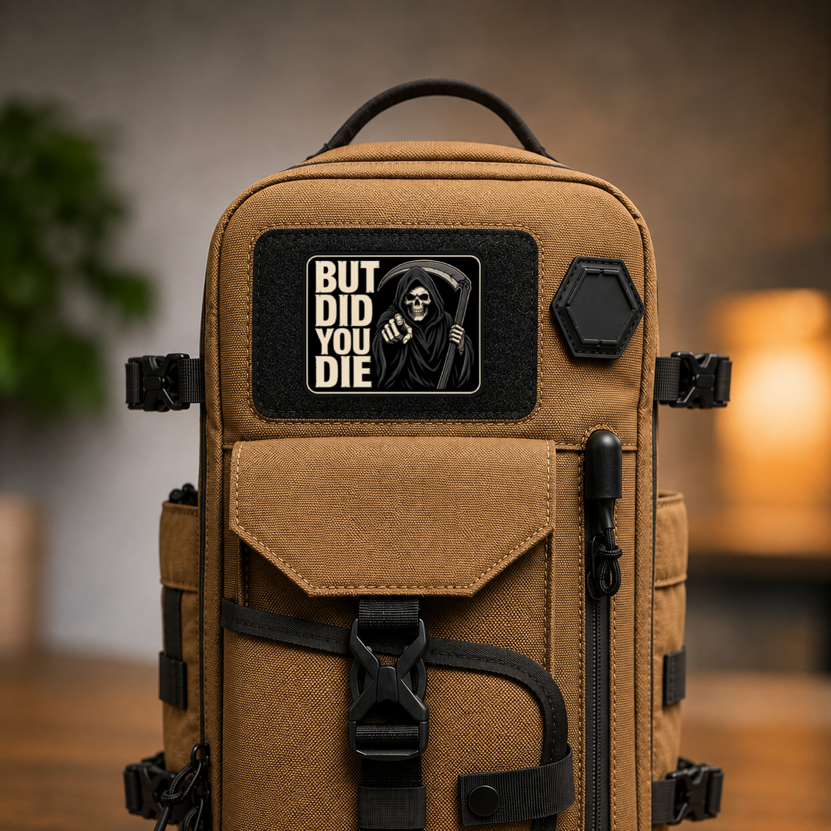 But Did You Die Reaper – Leatherette Morale Patch — in use