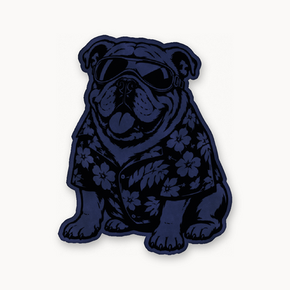 Beach Bulldog – Leatherette Morale Patch — Dark Saddle Blue