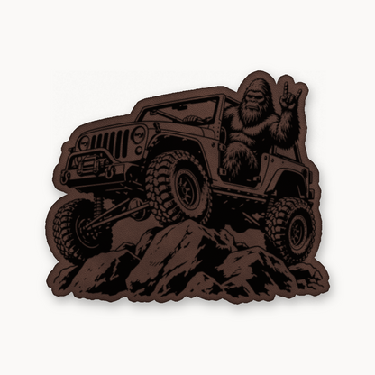 Sasquach Rocking Crawler – Leatherette Morale Patch — Classic Light Brown