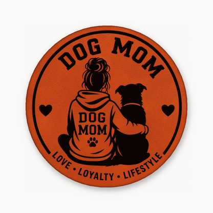 Dog Mom Style 1 – Leatherette Morale Patch — Classic Orange