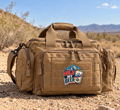 Hold My Beer – Leatherette Morale Patch — in use