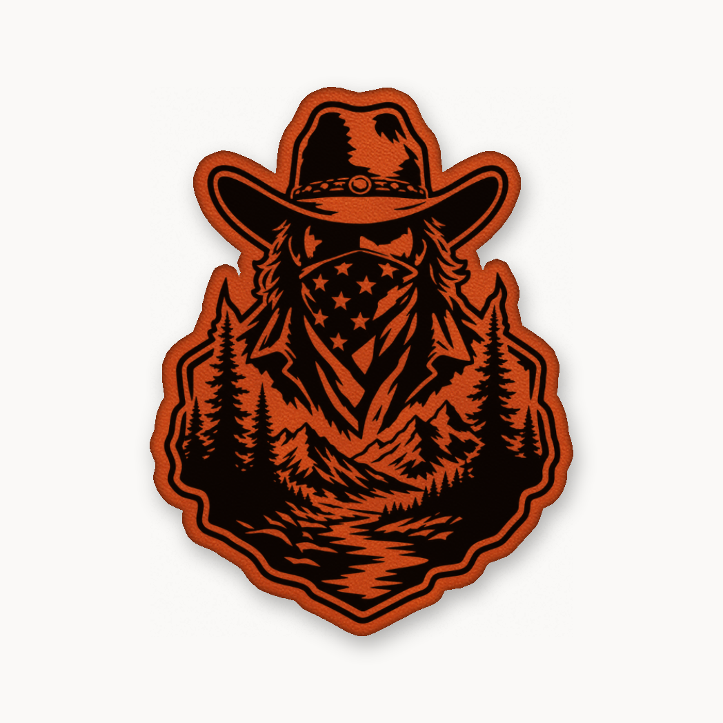 American Cowboy Style 1 – Leatherette Morale Patch — Classic Orange