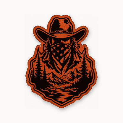 American Cowboy Style 1 – Leatherette Morale Patch — Classic Orange
