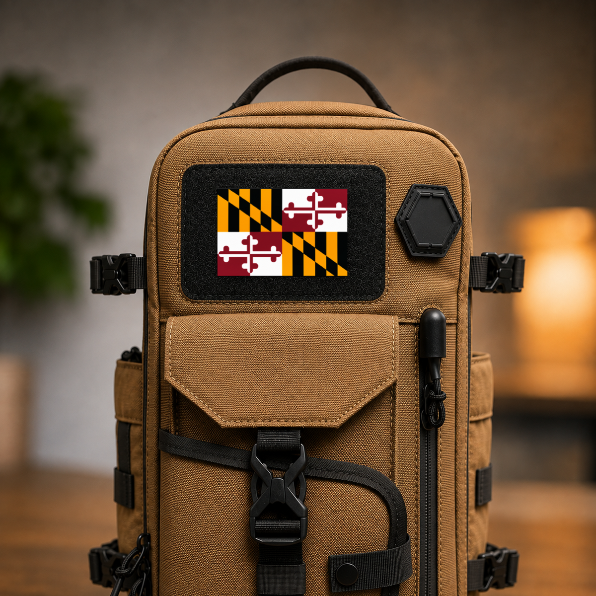 Maryland State Flag – Leatherette Morale Patch — in use