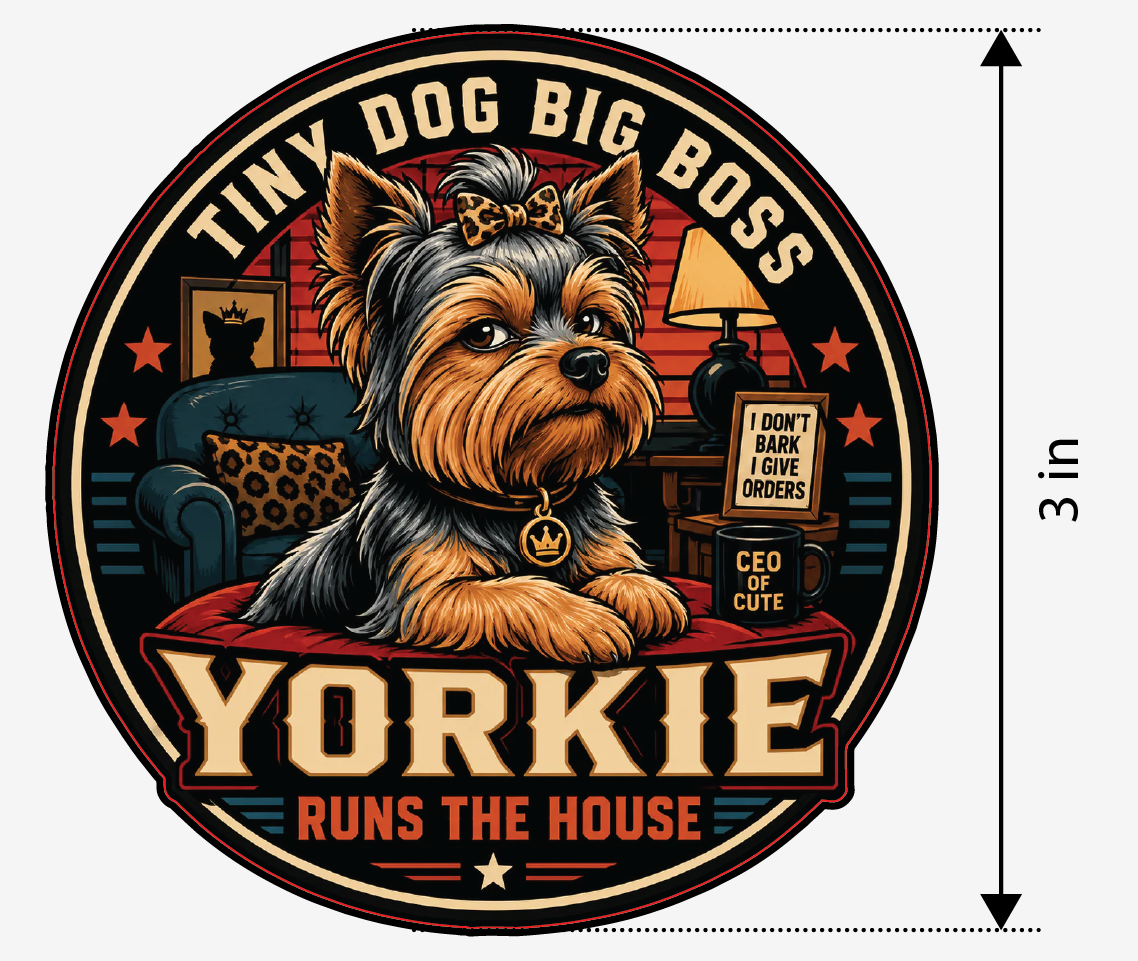 PREORDER - Yorkie Tiny Dog Big Boss Runs the House – Leatherette Morale Patch