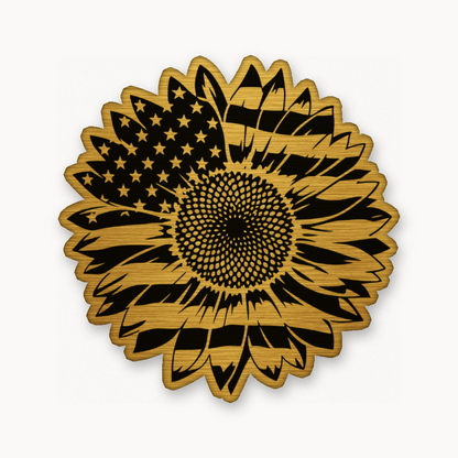 US Flag Sunflower Patch – Leatherette Morale Patch — Gold