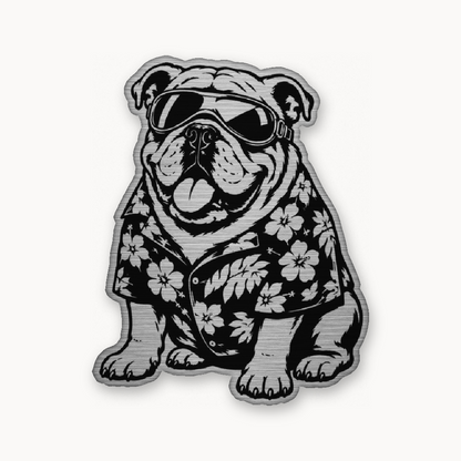 Beach Bulldog – Leatherette Morale Patch — Silver