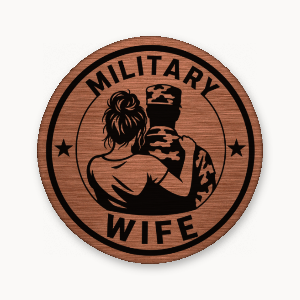 Military Wife – Soldier Emblem – Leatherette Morale Patch — Copper