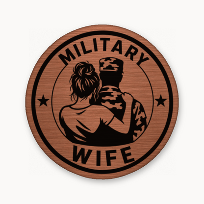 Military Wife – Soldier Emblem – Leatherette Morale Patch — Copper