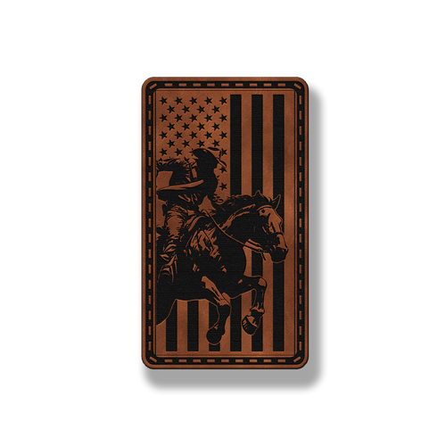 American Cowboy Horse Flag – Leatherette Morale Patch