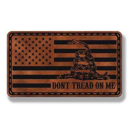 Tactical Don’t Tread On Me Flag leatherette patch in saddle chestnut