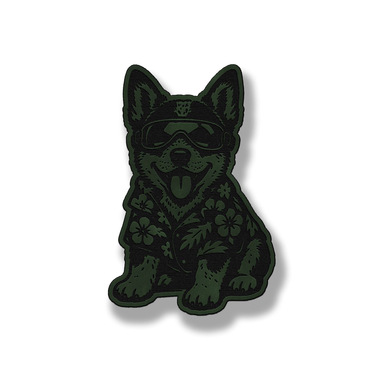 Beach Australian Cattle Dog patch in saddle green leatherette