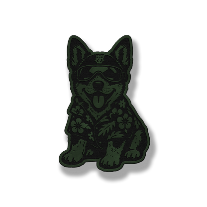 Beach Australian Cattle Dog patch in saddle green leatherette