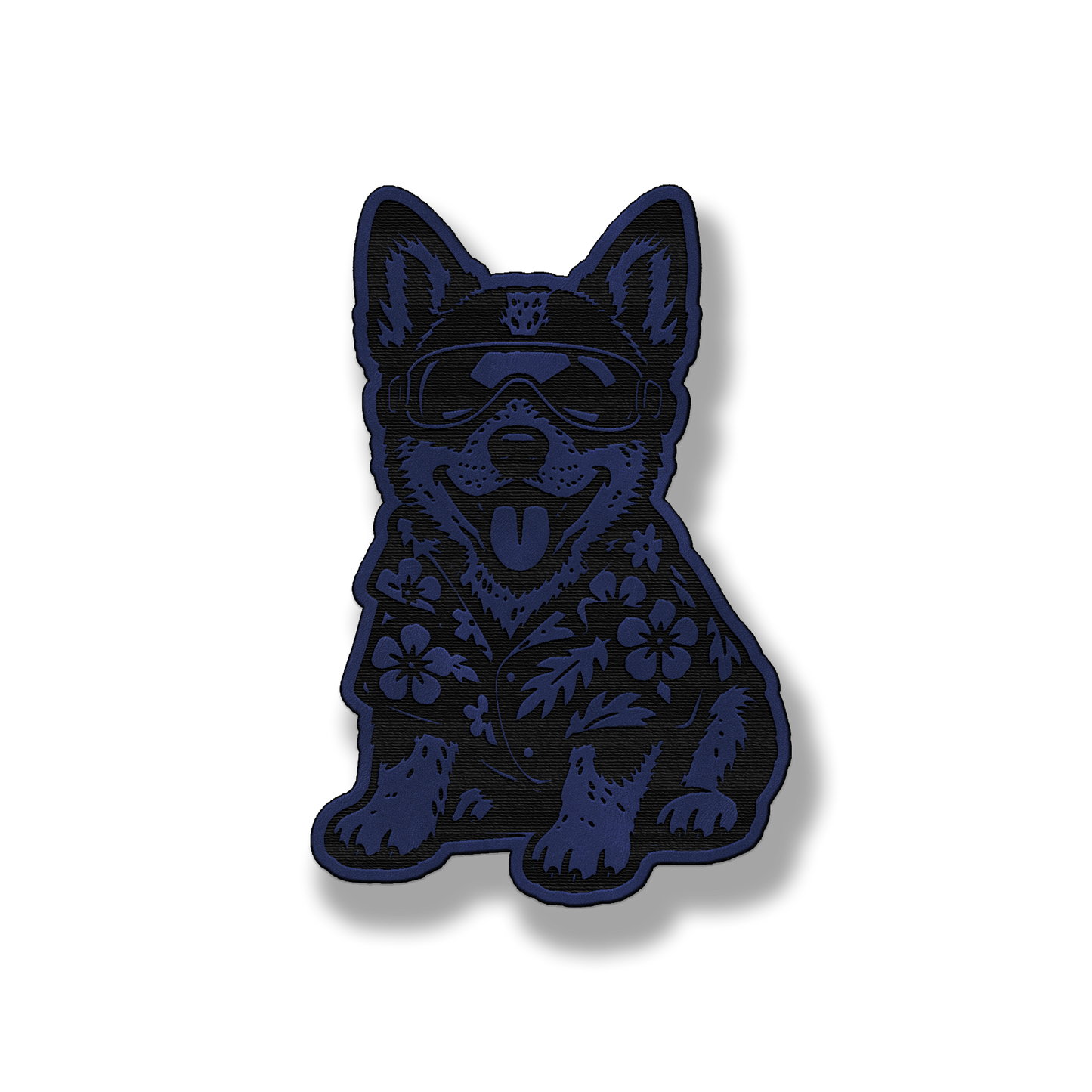 Beach Australian Cattle Dog patch in saddle blue leatherette