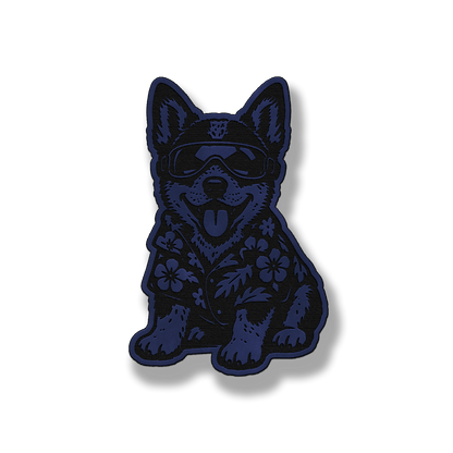 Beach Australian Cattle Dog patch in saddle blue leatherette